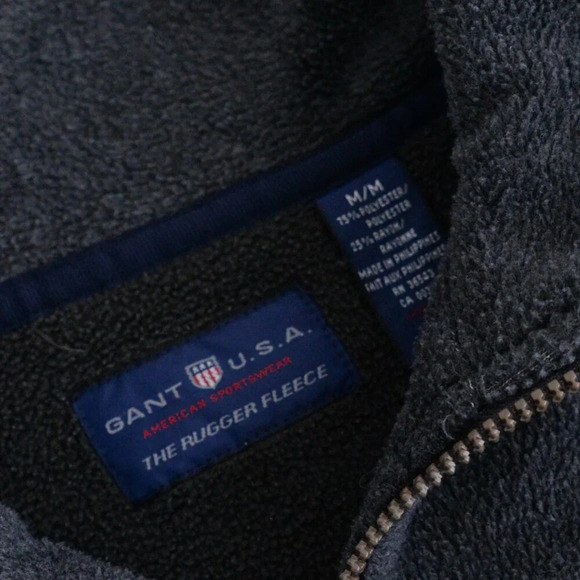 VTG Gant L.A. Brand Graphite  Gray Fleece Half Zip Pullover Sweater Size Medium - Picture 4 of 10